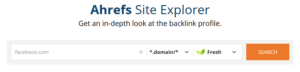 صندوق البحث في اداة Ahrefs لاستكشاف الروابط الخارجية لموقع